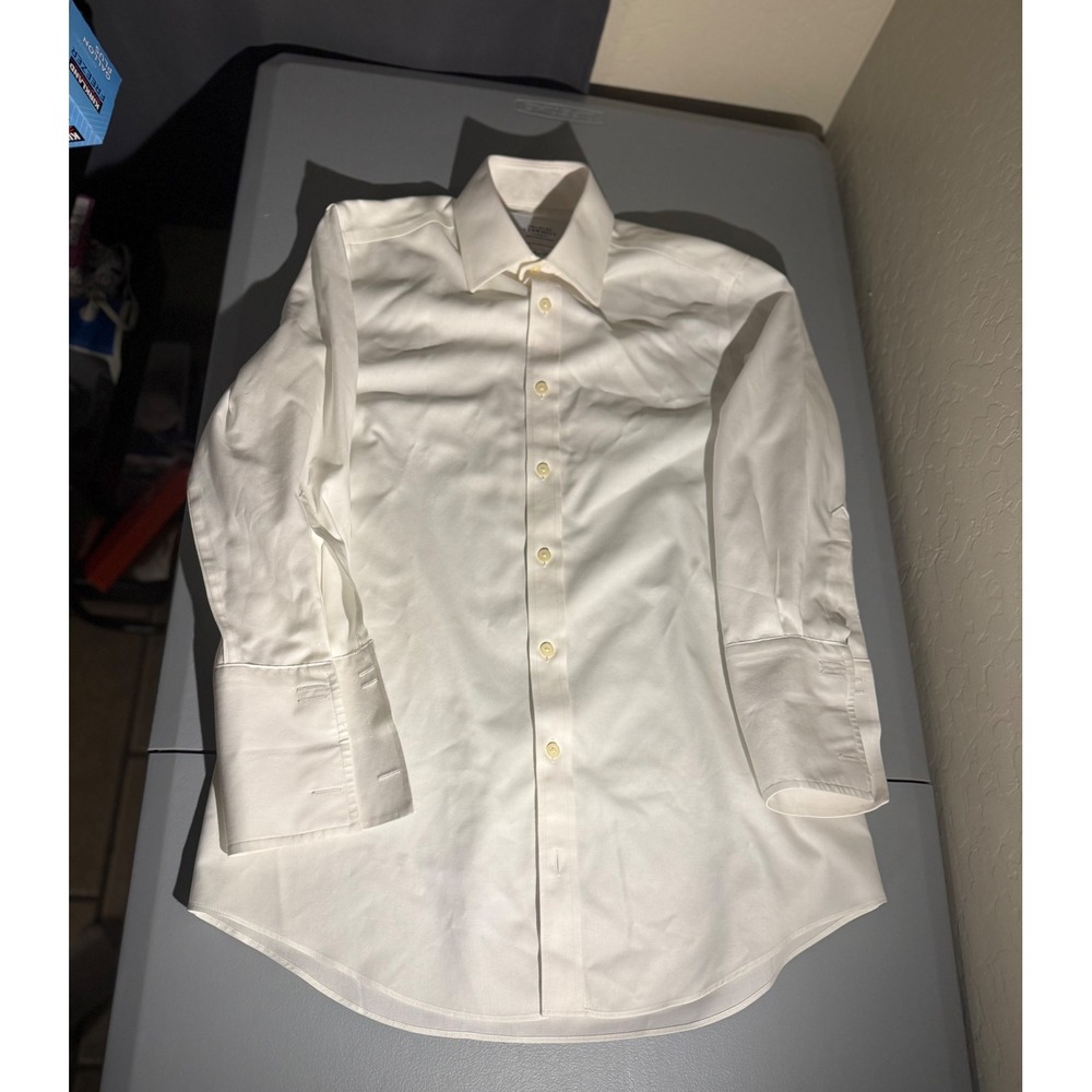 Charles Tyrwhitt Mens White Non-Iron Slim Fit French Cuff Dress Shirt FN017WHT